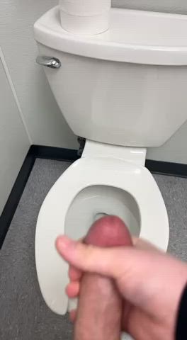 bathroom cum cumshot jerk off public toilet work clip
