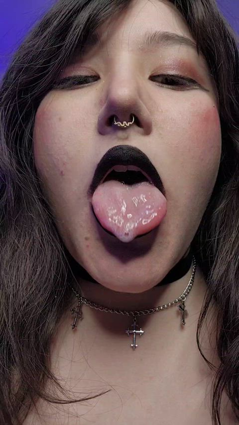 ahegao babe brunette cute goth latina onlyfans pov tongue tongue fetish curvy-chicks