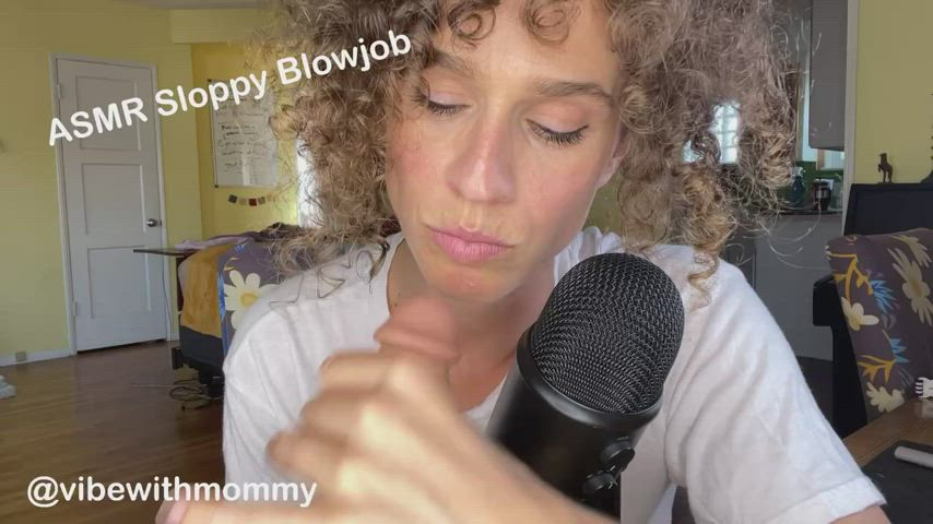 asmr blowjob brunette curly hair eye contact jewish manyvids onlyfans sloppy clip