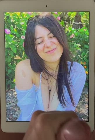 Cumtribute on a request girl! She is so hot with her big tirs, what a pleasure it