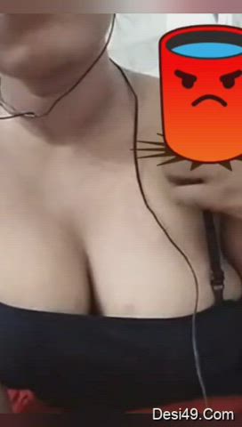 Desi GF shows her big BOOBS ?? to her angry BF to sooth him up?