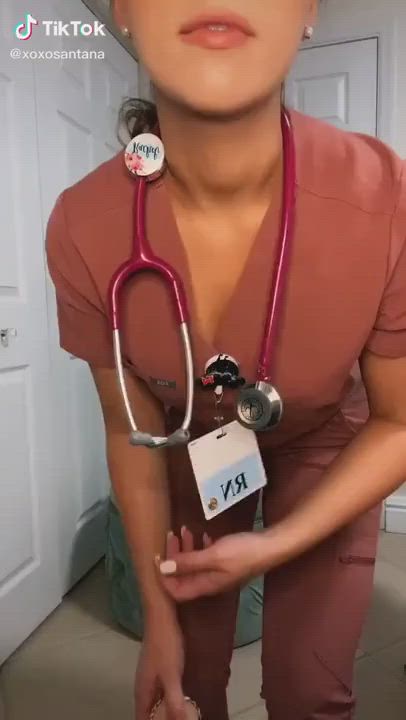 Brunette Cute Doctor Dress Long Hair Nurse Shoes Starlet Tease Teasing Teen TikTok