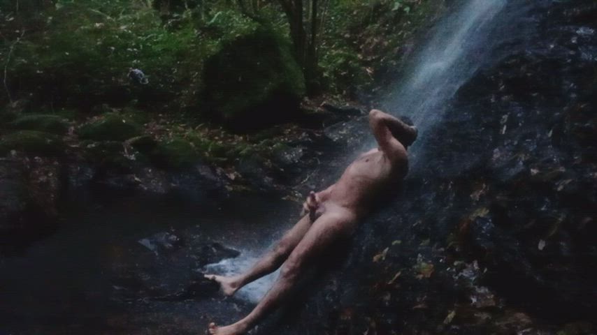 erection male masturbation nudist outdoor wet clip