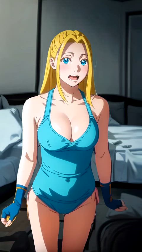 animation anime big tits blonde bouncing bouncing tits dancing swimsuit animated-sex