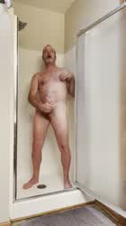 59 year old daddy.hitting the shower - stroking