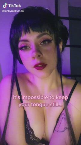 Cleavage Cute Eye Contact Teen TikTok Tongue Fetish clip