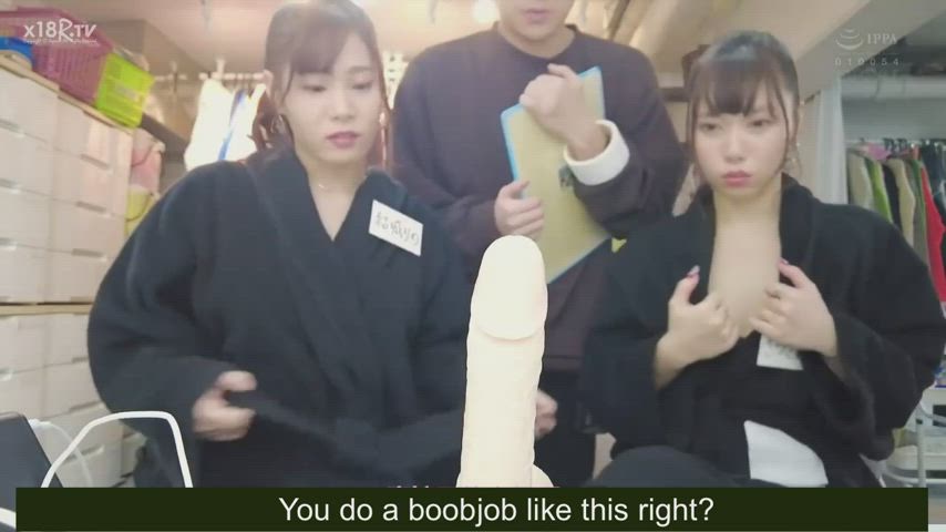 Porn Girls learning to do a boobjob