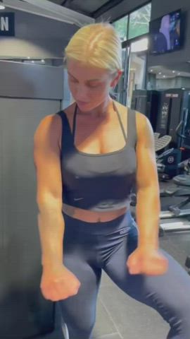 Blonde Blue Eyes Fitness Muscular Girl Swedish clip