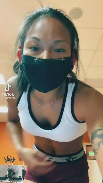 Asian Fitness Mask Muscular Girl clip