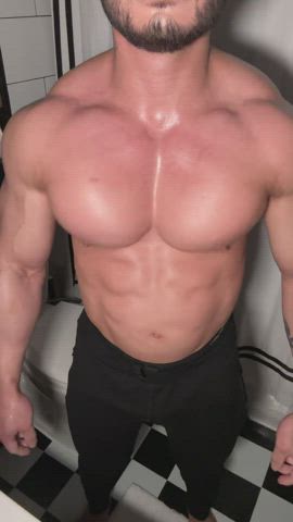 big tits bodybuilder boobs gay clip