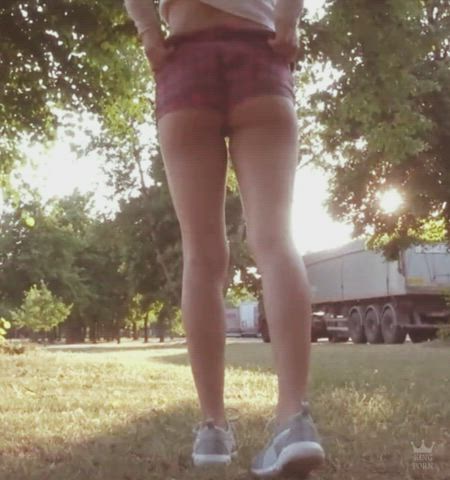 ass close up outdoor pee peeing piss pissing public shorts clip