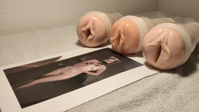 Fleshlight Threesome and cumshot after hours of edging