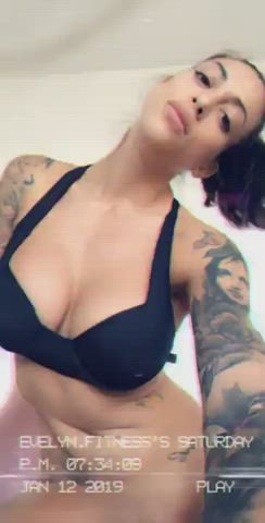 Big Tits Fitness Latina Masturbating Pussy Tattoo clip