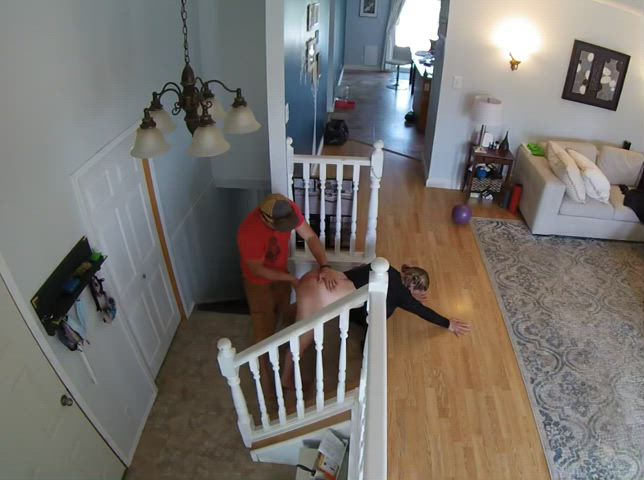 Hubby got to watch his friend fuck me on the security cam!