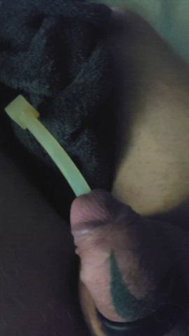 My thick tatted cock sounding a silicone long boy.