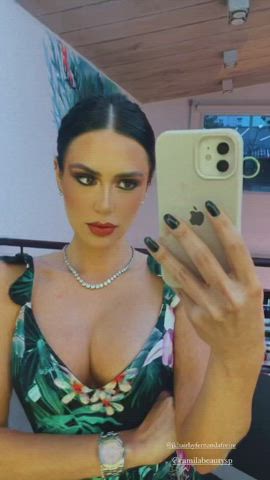 boobs braless brazilian brunette dani dress facial goddess tease tiktok clip