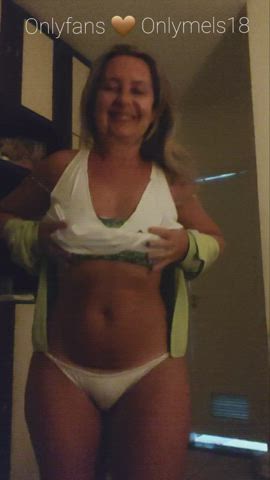 Amateur Blonde Hotwife MILF Mom Strip Striptease Undressing clip