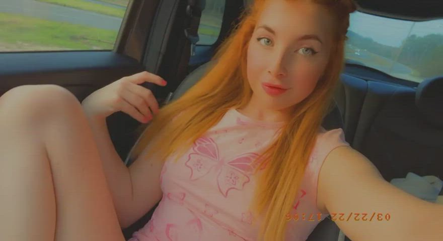 Pussy Public Redhead Teen Car Panties Pants Smile Pussy Spread clip