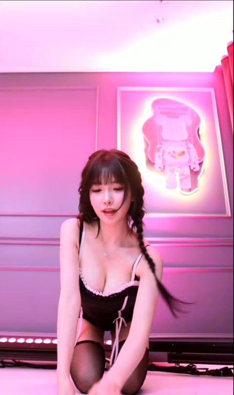 Sexy Seyeon with pigtails and fishnet