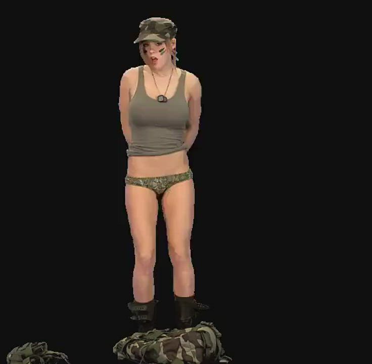 Army Big Tits Blonde Clothed Military Natural Tits Solo Strip Stripper Tight Top