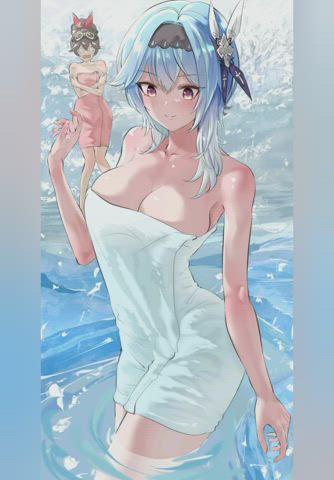 anime art cleavage compilation hentai non-nude towel wet clip