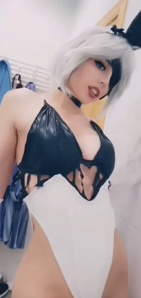 boobs cosplay cute gamer girl latex lingerie onlyfans tiktok clip