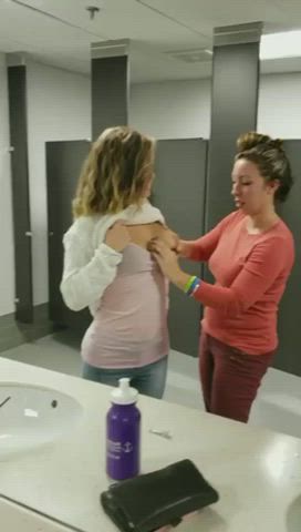 Teacher Sucking Breastmilk Out of Teen Student in Girls Bathroom