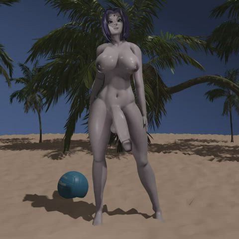 Sexy Raven naked on beach