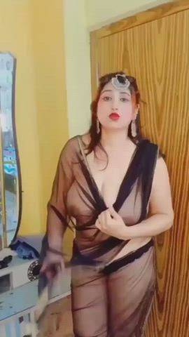Big tits sanskari model in transparent dress