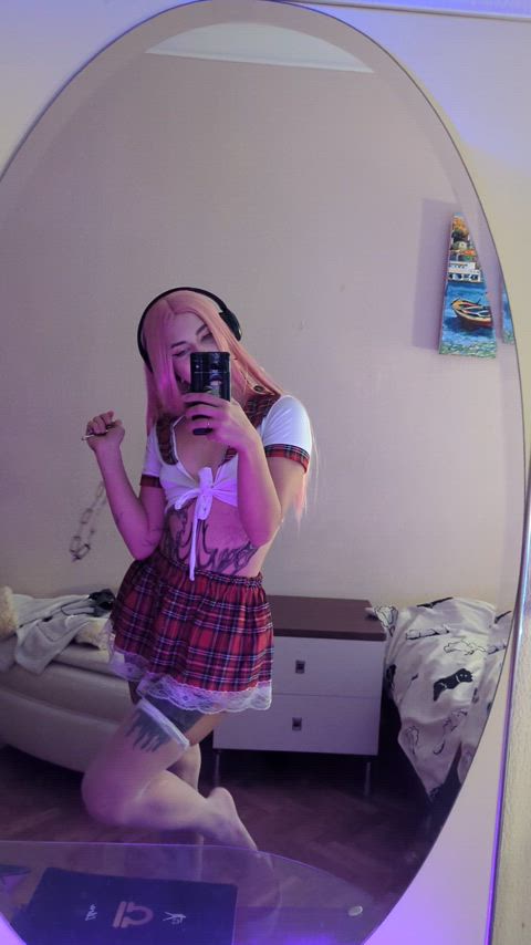 amateur babe cosplay costume mirror petite schoolgirl selfie teen tiktok nsfw-cosplay