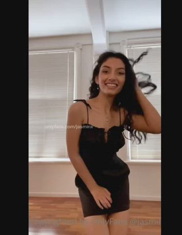 brunette cute dress latina onlyfans pussy teen tits undressing clip