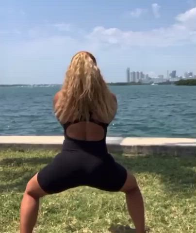 Cute Ebony Latina Ponytail Workout clip