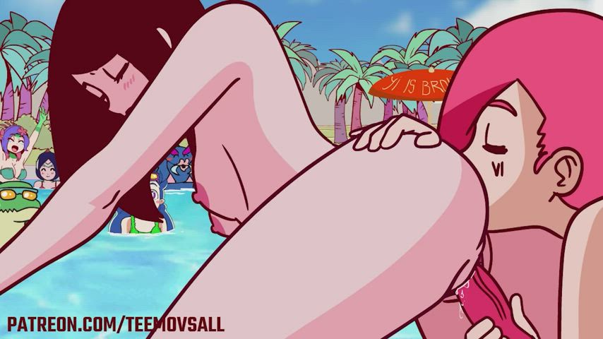 Lesbian playtime in the League of Legends public pool