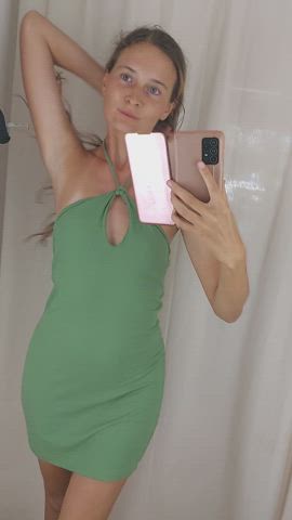 babe brunette changing room dress onlyfans petite skinny small tits teen changing-rooms