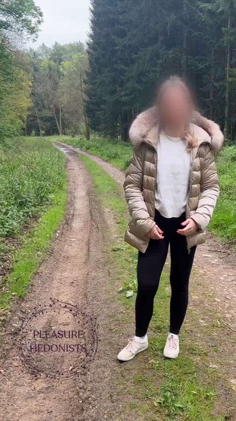 Flashing my boobs on a walk in the woods