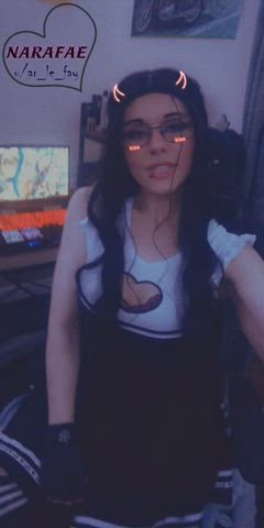 Ass Spread Bodysuit Butt Plug Gamer Girl Glasses Goth Pale Shaved Pussy Skirt clip