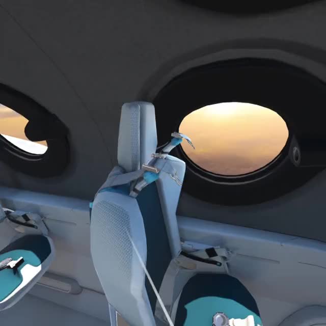 Virgin Galactic virtual reality tour: Inside SpaceShipTwo VSS Unity looking out cockpit