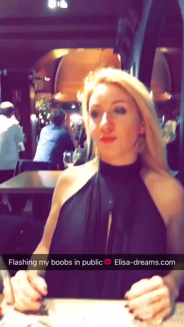 Restaurant boob flash