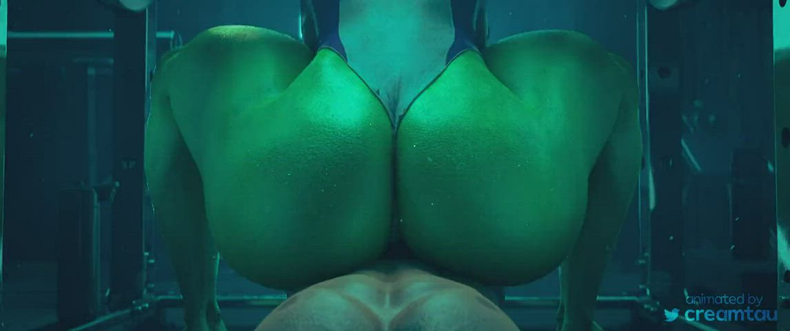 3d anal animation anime ass cowgirl gym muscular girl underwear clip