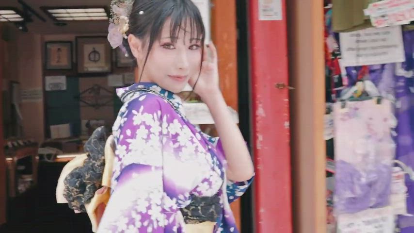 asian babe cute kimono model vietnamese clip