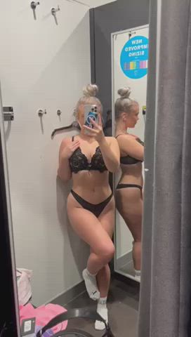 18 years old ass blonde changing room lingerie strip teen thong clip