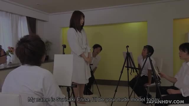 Housewife model Erina Sugisaki gets fucked in art class by a group of men
