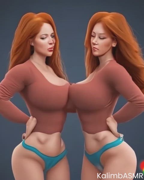 3d asmr animation clothed redhead sister tall thong twins clip