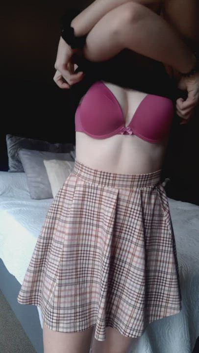 Wanna get in bed with me? Skirt stays on