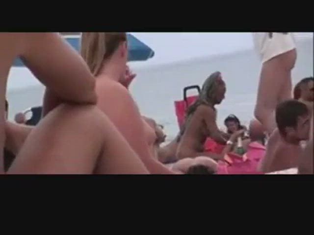 amateur beach big dick blowjob boobs exhibitionist milf nudist public clip