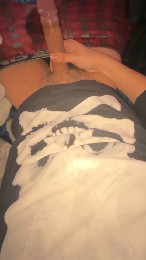 playing with my big 18 year old cock