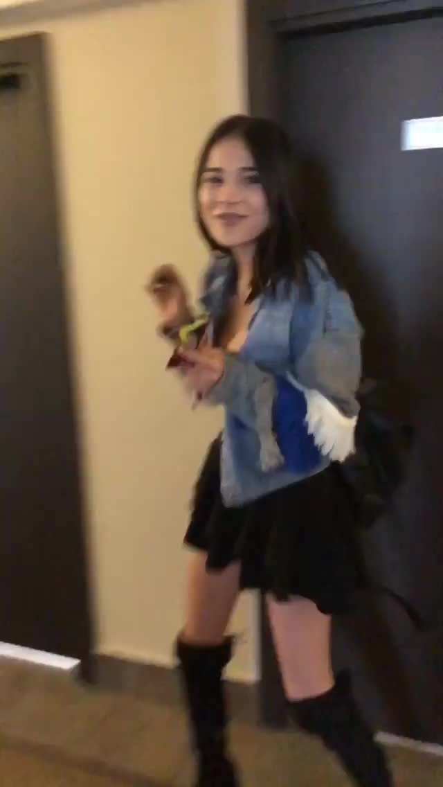 merve taskin - entering her hotel room