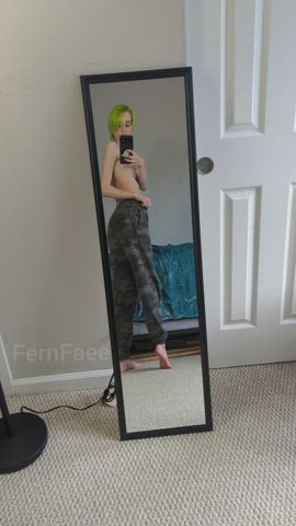 ass mirror naked nude petite pierced short hair skinny strip clip