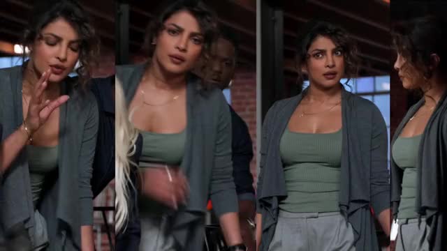 Priyanka Chopra - Quantico - S3E4 - split-screen, mini-loop edit in blouse w/ cardigan