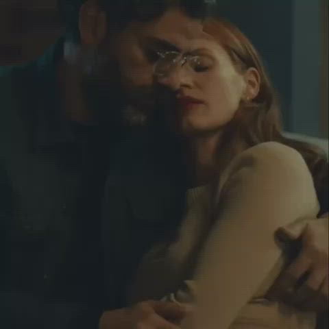 Jessica Chastain boobs groping scene from “Scenes From A Marriage”